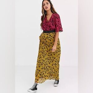 Twisted Wunder Floral Two Tone  boho Girly hippie Sleeves Maxi‎ Dress Size 8